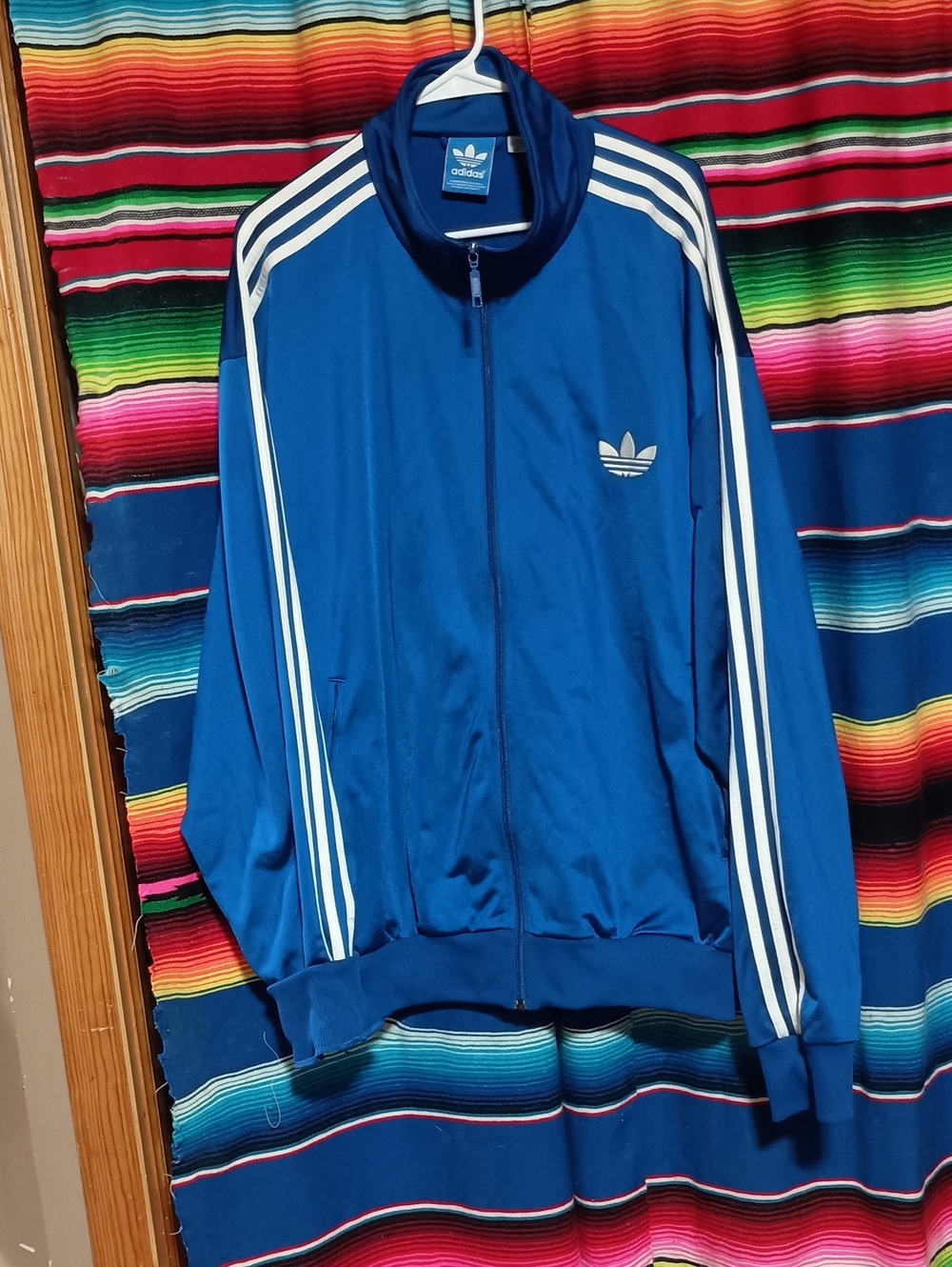 adidas Originals Blue Track Jacket with White Stripes 3xl